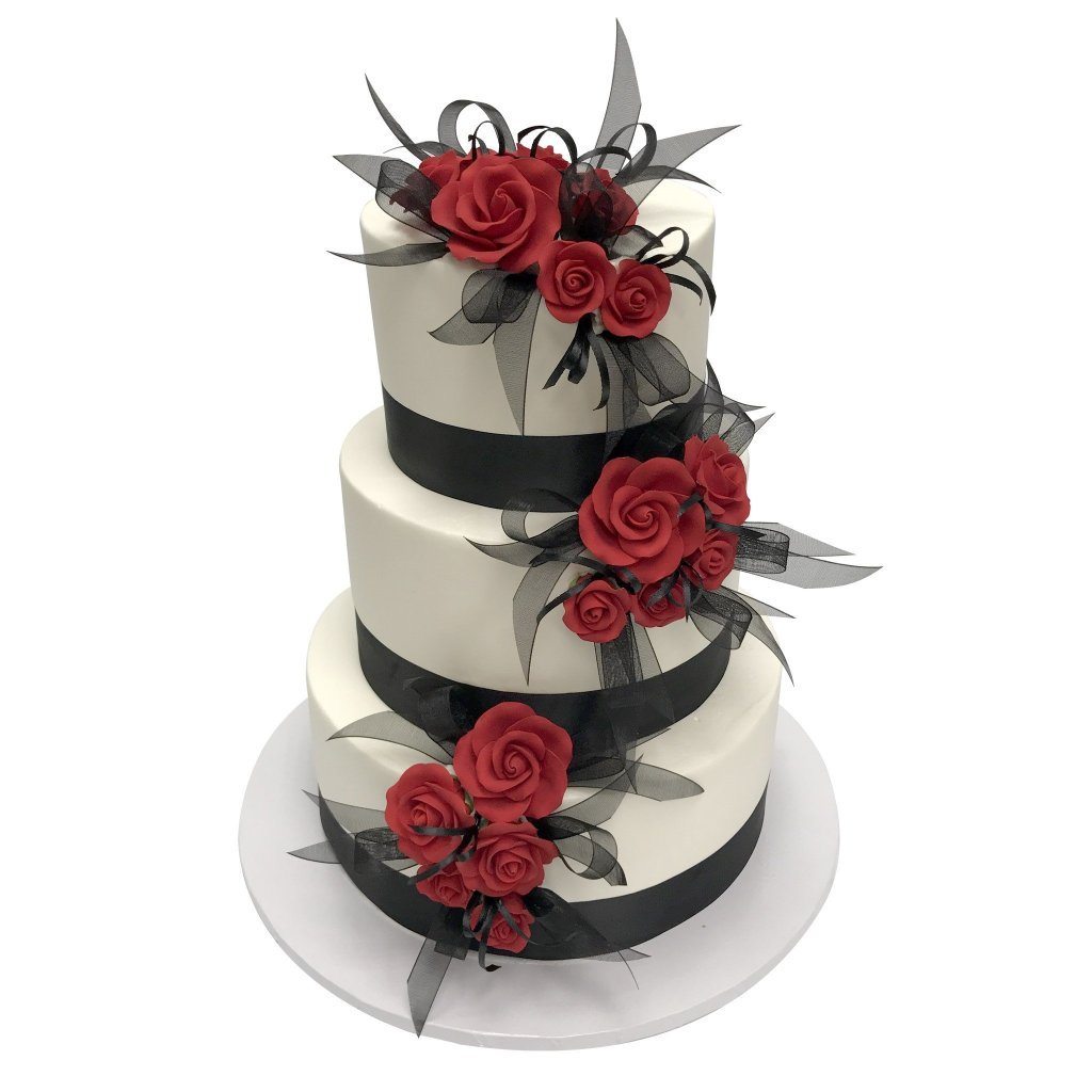 Red Cascade Wedding Cake Freed's Bakery 